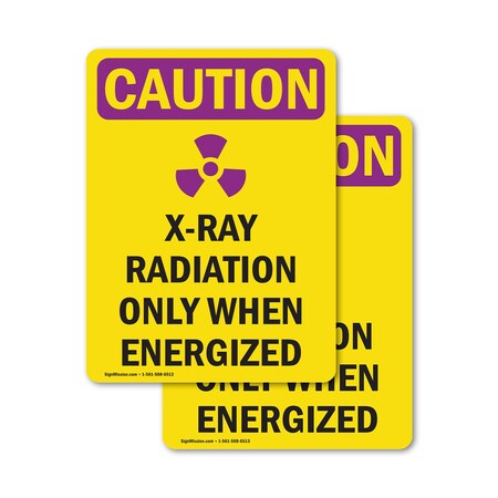 Signmission Radiation & Laser Sign, 7 in H x 5 in W, Vinyl Decal, Rectangle OS-2PACK-CR-D-57-V-10285